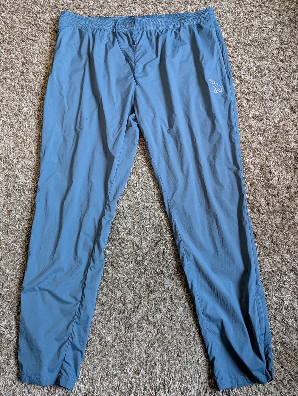 Drake OvO Blue Nylon Zippered Bottoms Lightweight 29" Joggers Men's XXL